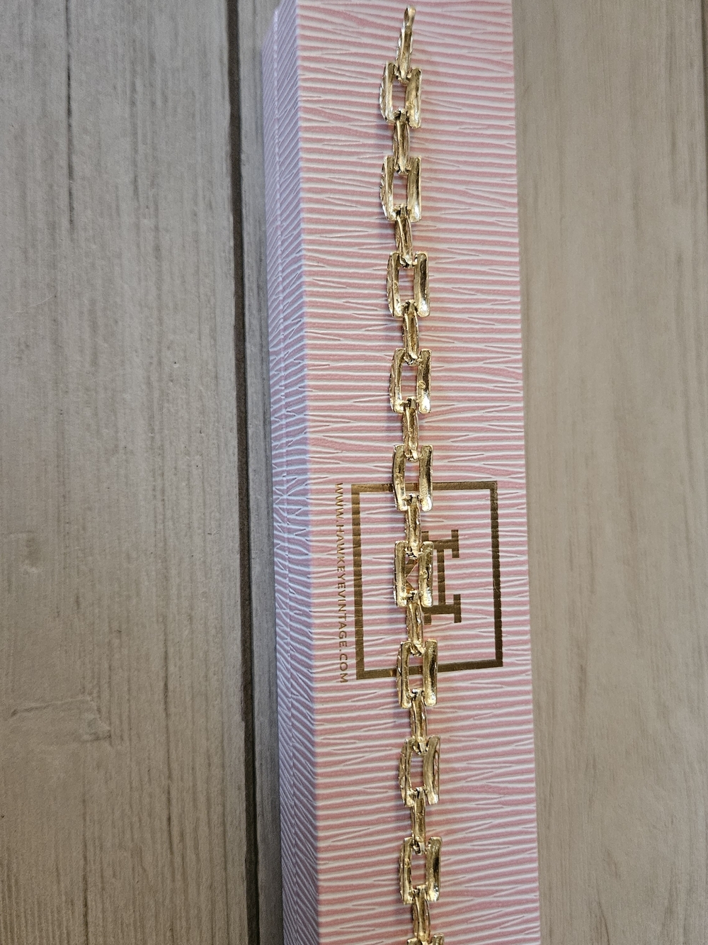Gold Link Bracelet - Chunky Rectangular Links - Picture 3 of 7